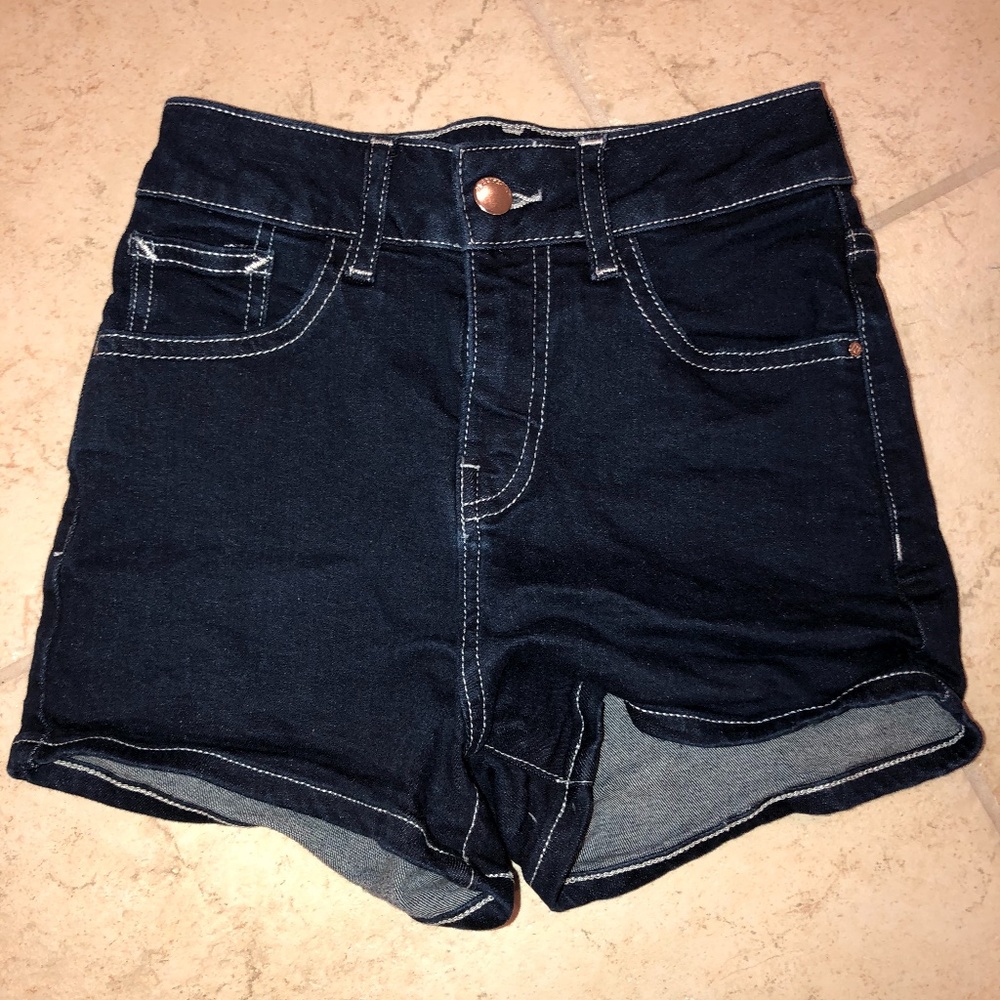 NEW River Island 6 High Waist Dark Denim Shorts